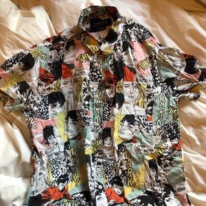 Zara comic book button up shirt